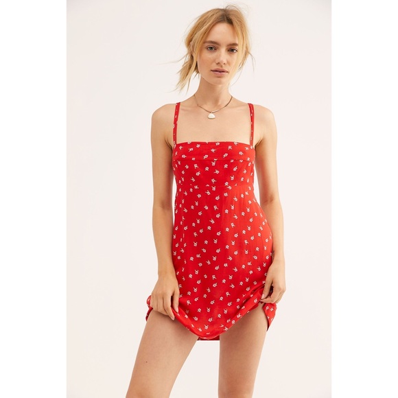Free People Red Printed Slip Dress - Picture 7 of 7